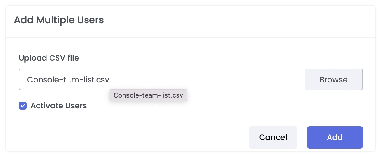 Add Multiple User in Admin Console